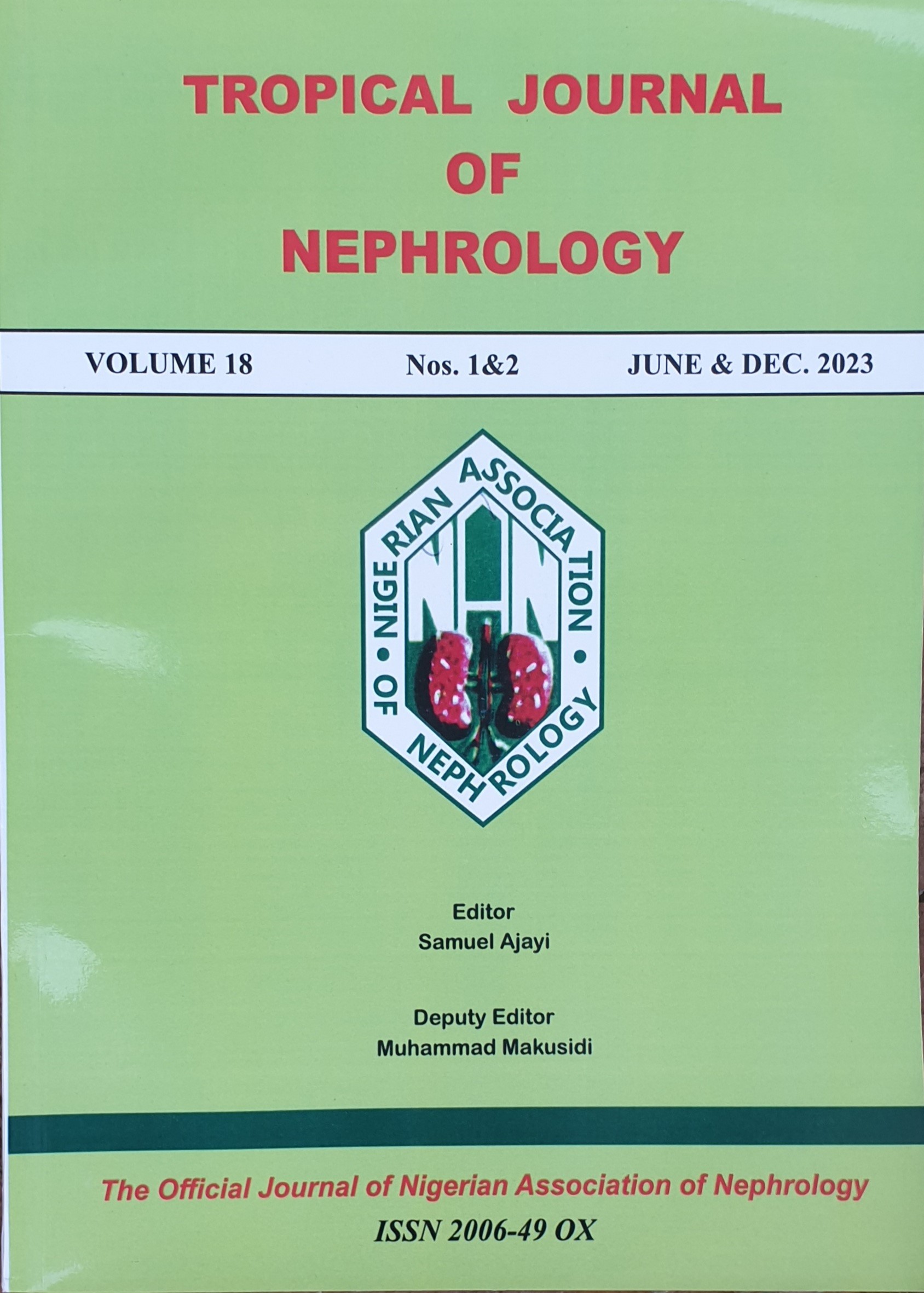 					View Vol. 18 No. 1 & 2 (2023): Tropical Journal of Nephrology
				